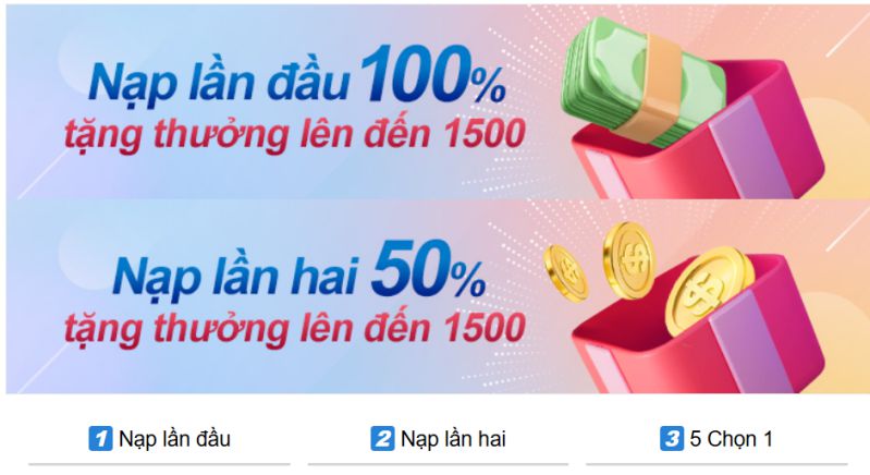 Nạp lần đầu khuyến mãi 100%